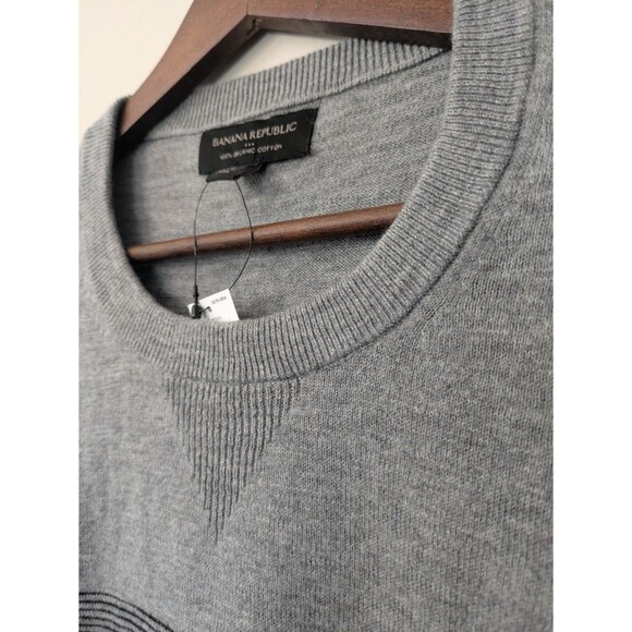 Banana Republic Men’s Organic Cotton Sweater Gray Preppy Lightweight Large - Picture 3 of 8